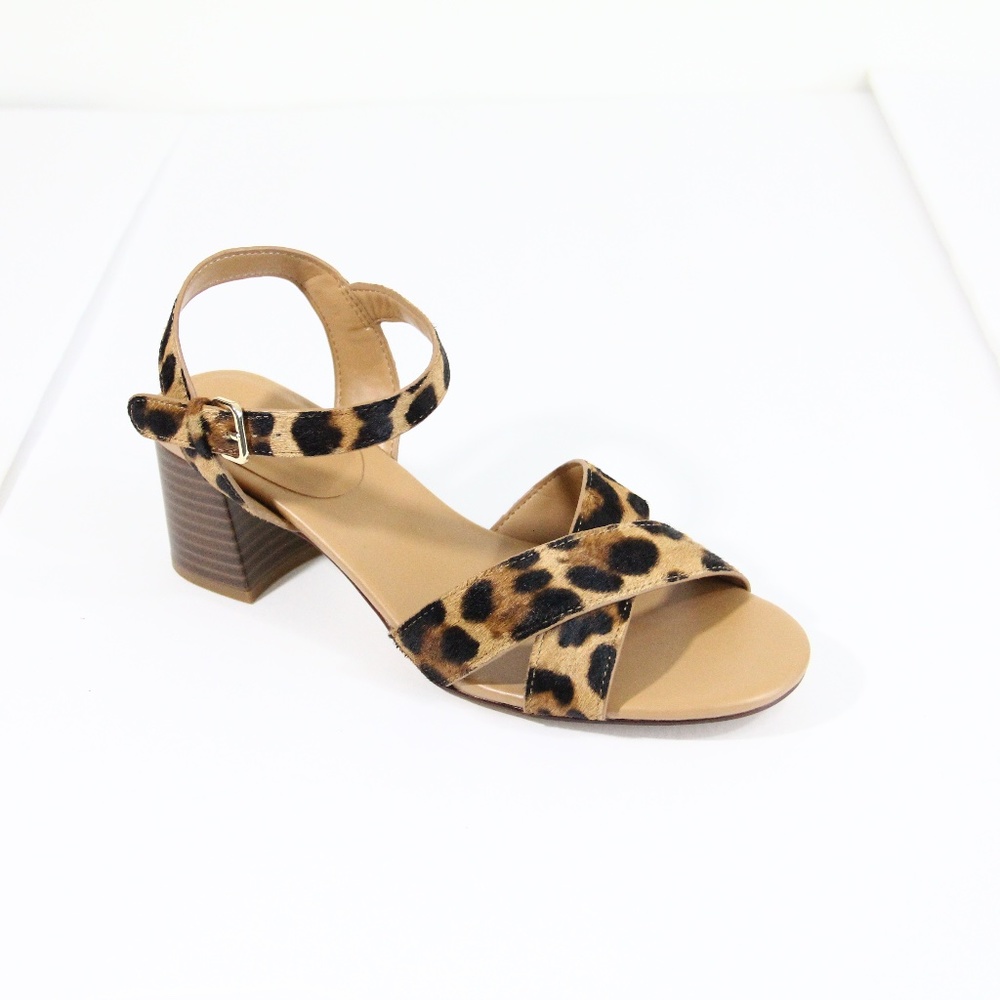 J Crew Heel Sandals NEW Animal Print Shoes Women sz 7.5 - Picture 2 of 8